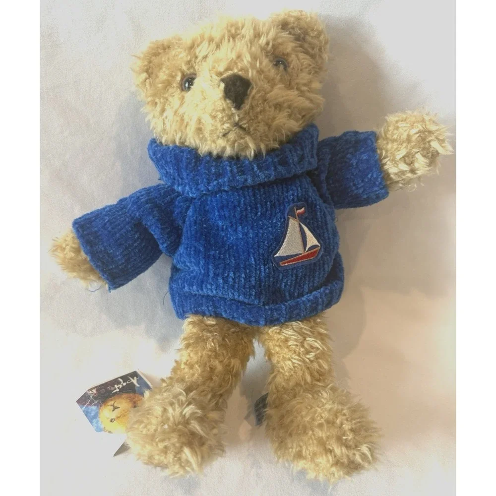 Asger Bar Teddy‎ Bear Sailboat Sweater Nautical Germany Plush Fuzzy Stuffed NWT